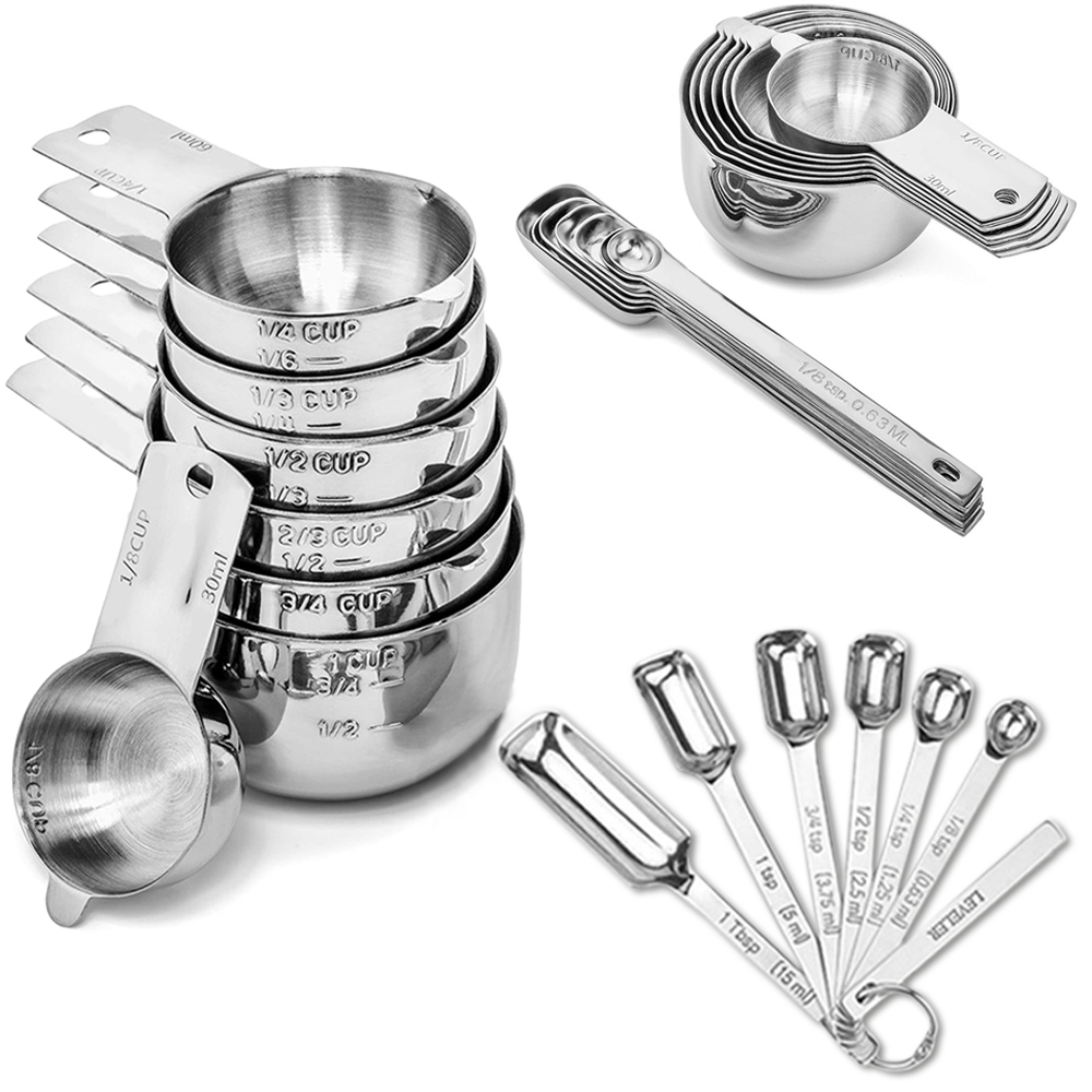Commercial Kitchen Products - Set cangkir dan sendok ukur baja