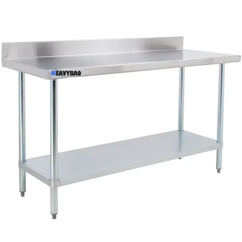 Commercial Kitchen Backsplash - Meja Kerja Komersial Stainless Steel untuk