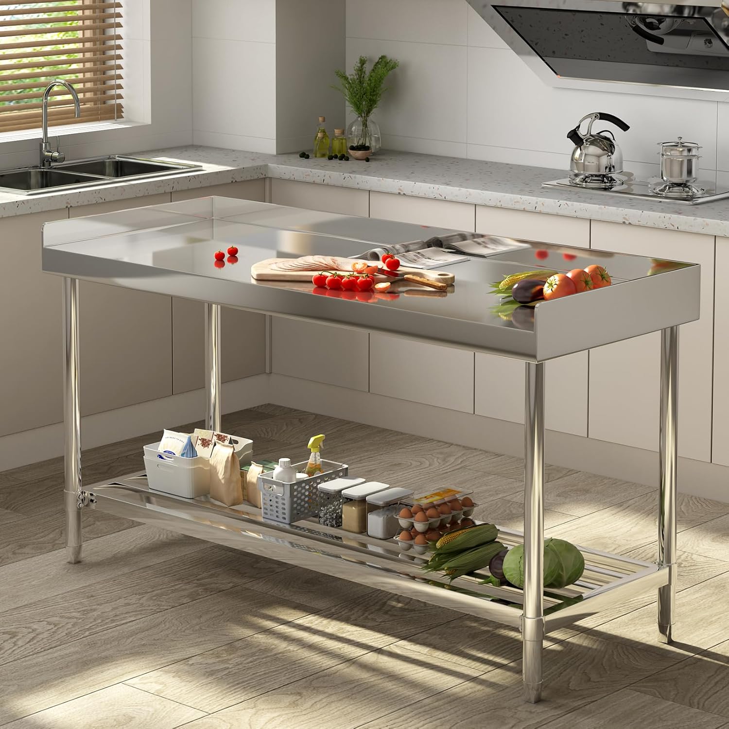 Commercial Kitchen Backsplash - Meja Kerja Stainless Steel, 24