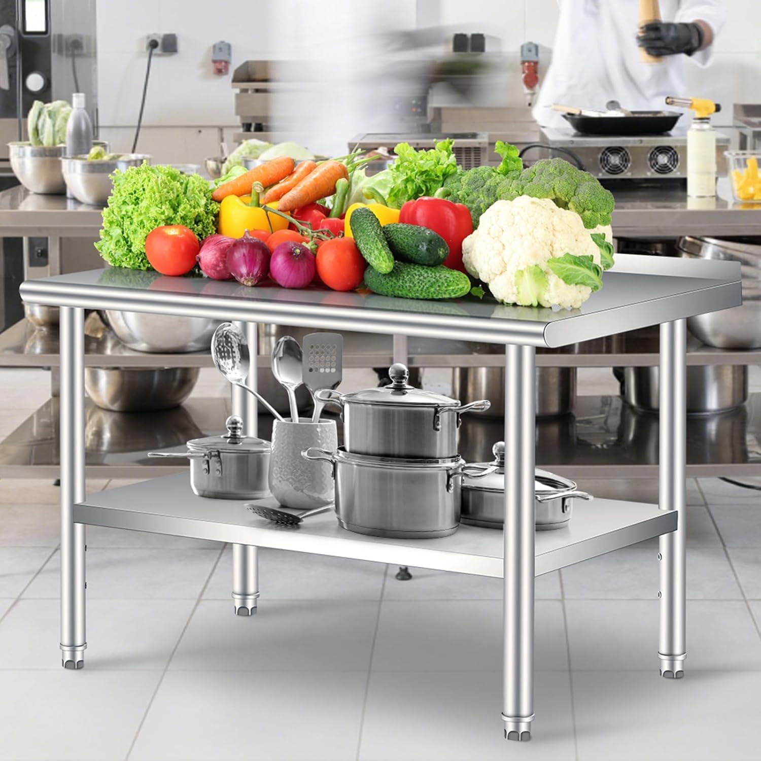 Meja Persiapan Baja Anti Karat - Commercial Kitchen Backsplash ulasan dan harga