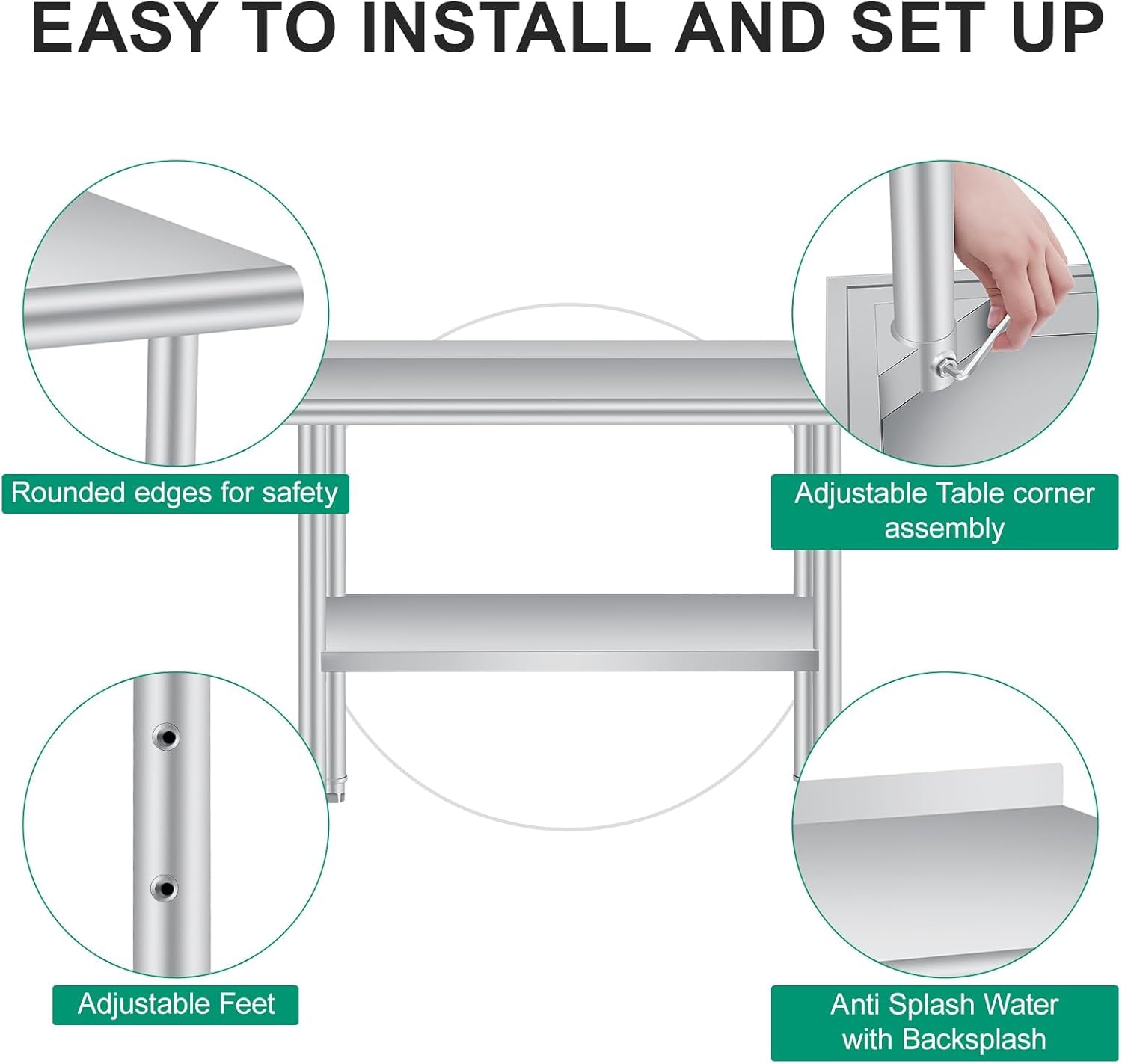 Meja Persiapan Baja Anti Karat - Commercial Kitchen Backsplash ulasan dan harga