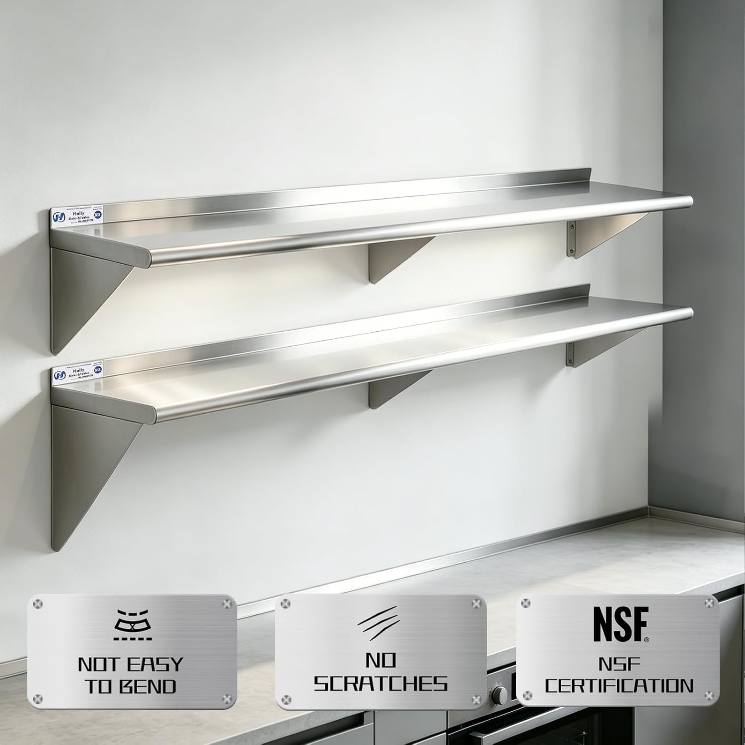2 Paket Rak Dinding Stainless  - Commercial Kitchen Wall Shelves ulasan dan harga
