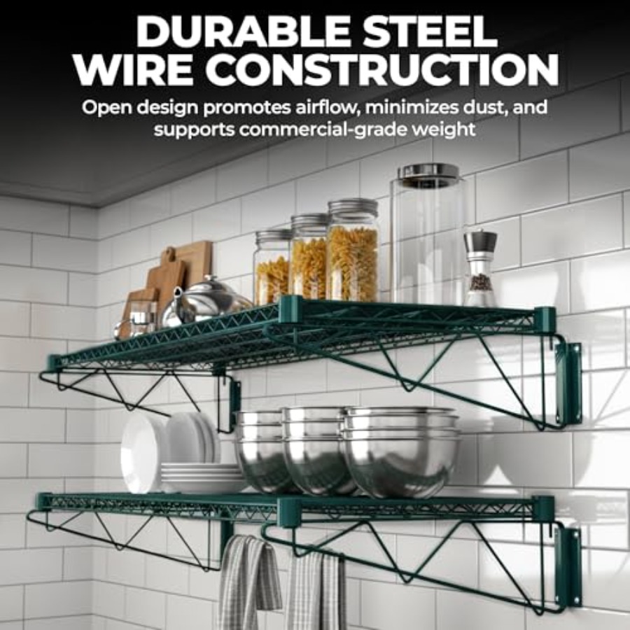 Rak Dinding Kawat Hijau Berlap - Commercial Kitchen Wall Shelves ulasan dan harga