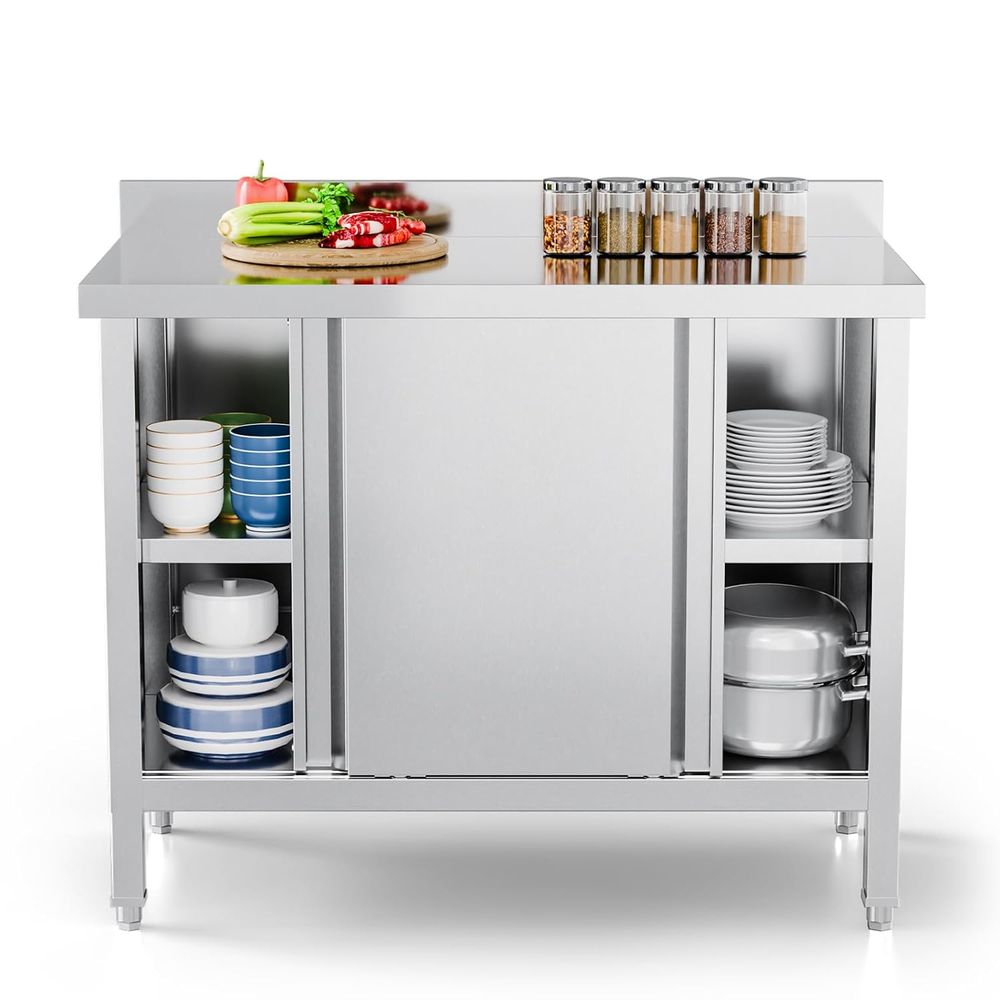 Meja Stainless Steel dengan Ka - Commercial Kitchen Backsplash ulasan dan harga
