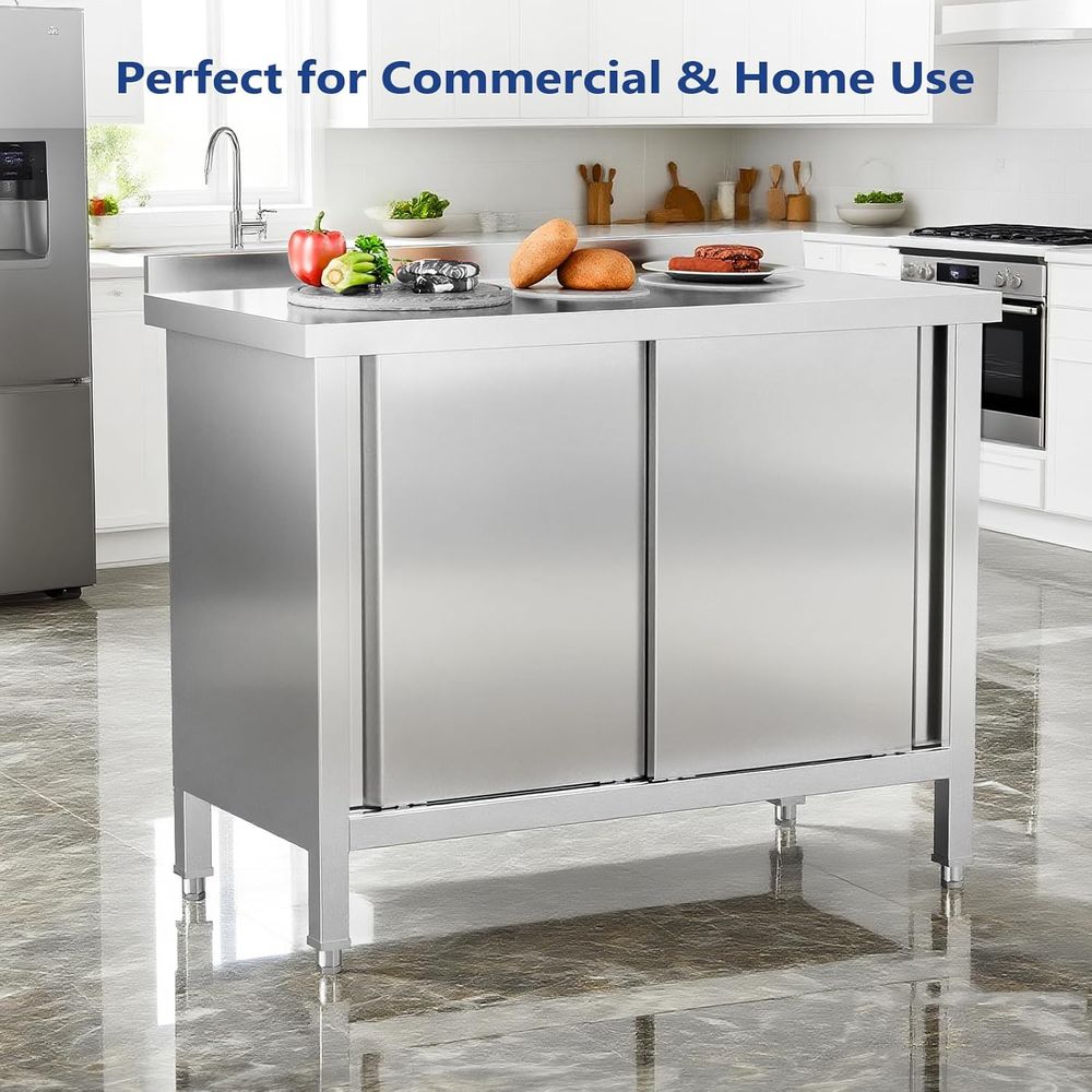 Meja Stainless Steel dengan Ka - Commercial Kitchen Backsplash ulasan dan harga