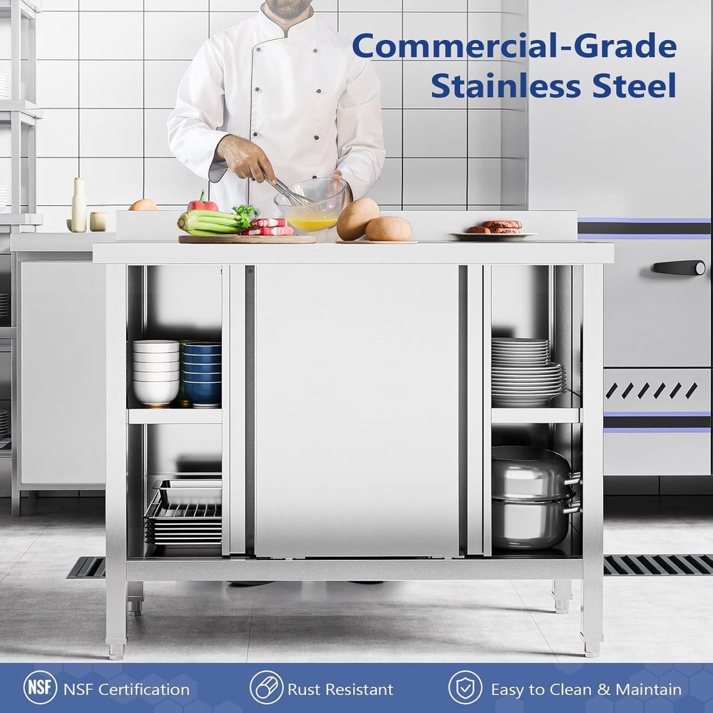 Meja Stainless Steel dengan Ka - Commercial Kitchen Backsplash ulasan dan harga