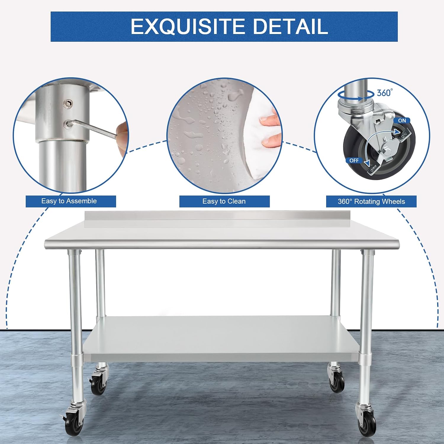 Meja Persiapan Kerja dari Baja - Commercial Kitchen Backsplash ulasan dan harga