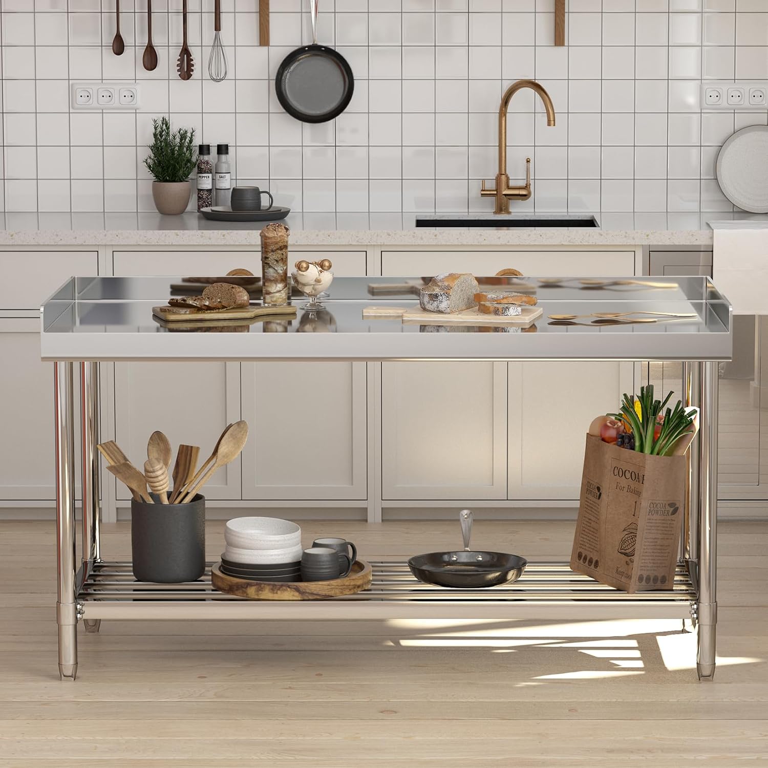 Meja Kerja Stainless Steel, 24 - Commercial Kitchen Backsplash ulasan dan harga
