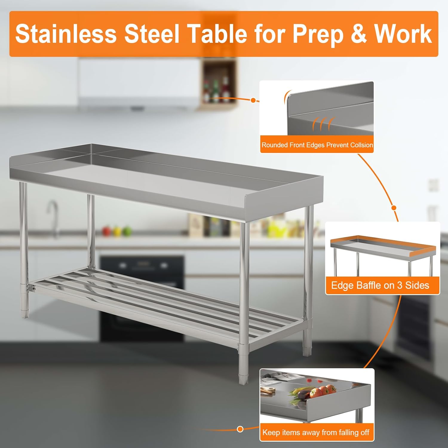 Meja Kerja Stainless Steel, 24 - Commercial Kitchen Backsplash ulasan dan harga